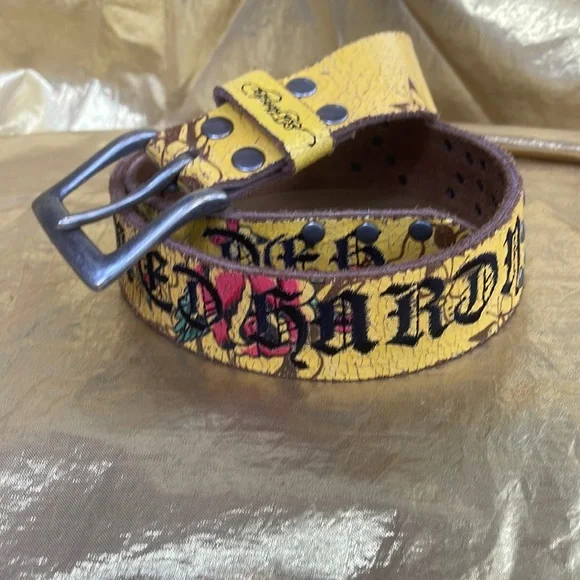 Ed Hardy Belt size Small Ed Hardy Unisex Leather White Belt Skull and Roses Size  main image 3